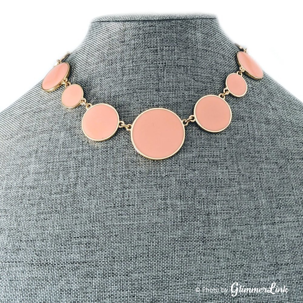 Peach Enamel Circles Choker Necklace